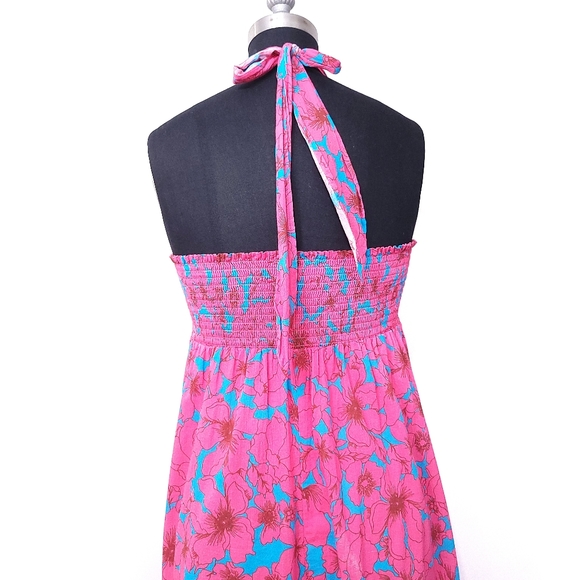 Xirena Barbiecore Adley Floral Halter Vacation Vibrant Colors Maxi Dress - Picture 11 of 15